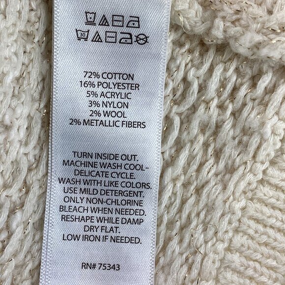 Jessica Simpson Cream & Gold Cropped Lady Cardigan Sz M #325C - Picture 10 of 10